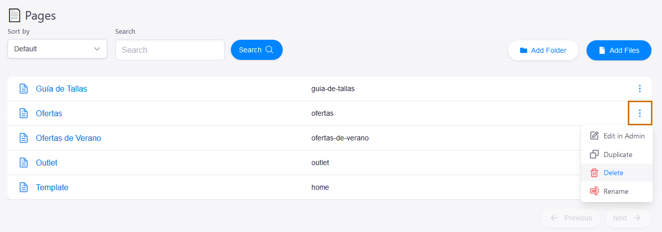 Page options